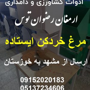 مرغ خردکن ایستاده خوزستان ارسال از مشهد به خوزستان و سراسر ایران با راه آهن یا باربری جه